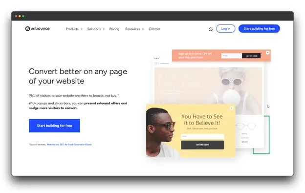 Unbounce's Website Pop-Up Builder for converting website visitors with a Pop-up Builder.  keywords :: "Website Pop-Up Builder: Pop-up Builder