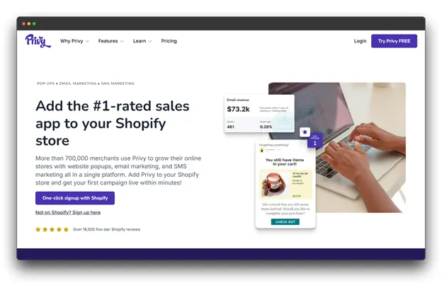 Privy's #1-rated sales app with Website Pop-Up Builder for Shopify stores, functioning as a Pop-up Builder.keywords :: ""Website Pop-Up Builder: Pop-up Builder