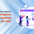 An infographic titled "What Is a Widget on a Website? A Best (Simplest) Guide to Website Widgets for 2025" features three stylized figures interacting with a large web browser interface, showcasing various elements like image placeholders, a video play button, and code brackets, illustrating the functionality and integration of a Widget on a Website.